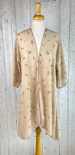 Load image into Gallery viewer, Beige &amp; Floral Sleeved Kimono Various Lengths
