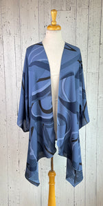 Load image into Gallery viewer, Blue Abstract Sleeved Kimono Various Lengths
