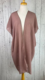 Load image into Gallery viewer, Dusty Rose &amp; White Polka Dot Short Sleeve Kimono
