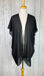 Load image into Gallery viewer, Black &amp; White Polka Dot Short Sleeve Kimono
