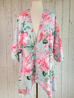 Load image into Gallery viewer, Baby Blue &amp; Floral Sleeved Kimono Various Length
