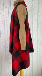 Load image into Gallery viewer, Red &amp; Black Buffalo Plaid Fleece Vest
