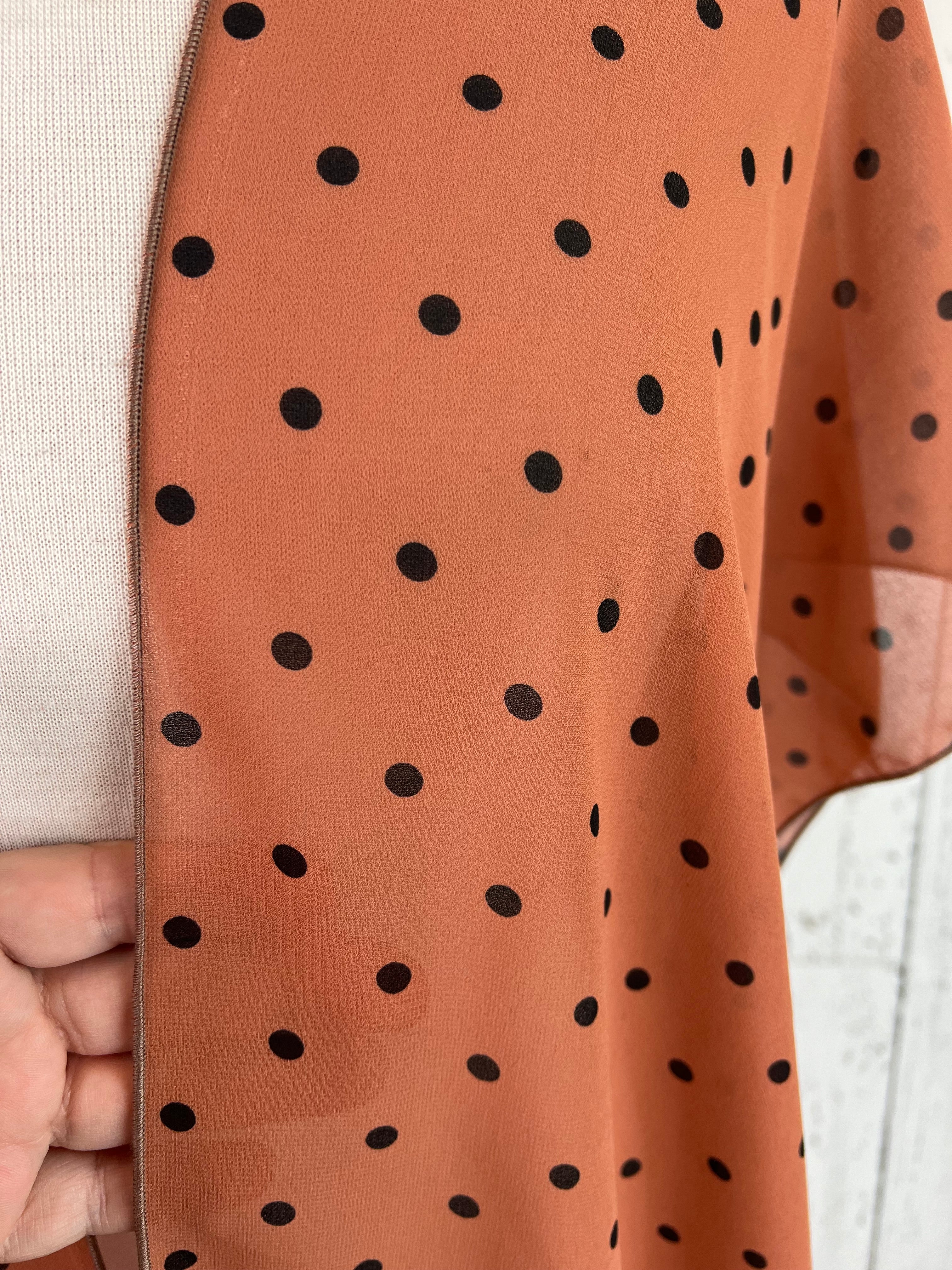 Salmon & Black Polka Dot Short Sleeve Kimono