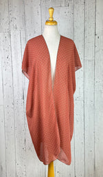 Load image into Gallery viewer, Salmon &amp; White Polka Dot Short Sleeve Kimono
