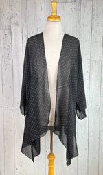 Load image into Gallery viewer, Black &amp; White Polka Dot Sleeved Kimono Various Lengths
