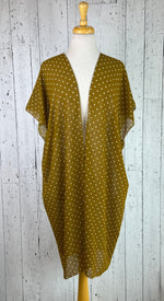 Load image into Gallery viewer, Khaki &amp; White Polka Dot Short Sleeve Kimono

