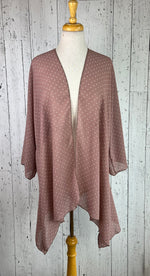 Load image into Gallery viewer, Dusty Rose &amp; White Polka Dot Sleeved Kimono Various Lengths
