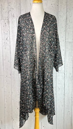 Load image into Gallery viewer, Black Floral Sleeved Kimono Various Lengths
