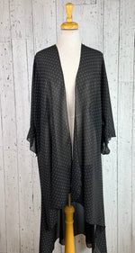 Load image into Gallery viewer, Black &amp; White Polka Dot Sleeved Kimono Various Lengths
