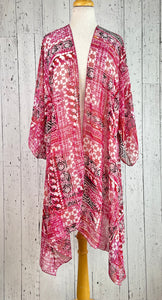 Pink & Red Party Sleeved Kimono (Various Lengths )