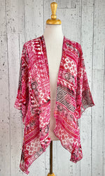 Load image into Gallery viewer, Pink &amp; Red Party Sleeved Kimono (Various Lengths )
