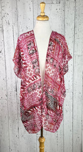 Pink & Red Party Short Sleeve Kimono