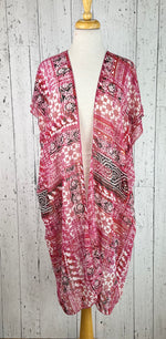 Load image into Gallery viewer, Pink &amp; Red Party Short Sleeve Kimono

