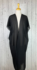 Load image into Gallery viewer, Black &amp; White Polka Dot Short Sleeve Kimono
