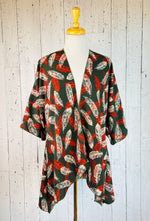Load image into Gallery viewer, Feather Green Sleeved Kimono Various Lengths
