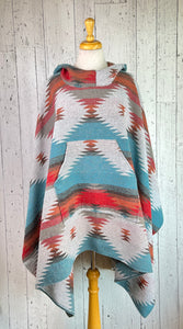 Blanket Ponchos - Wool Blend Hooded Poncho