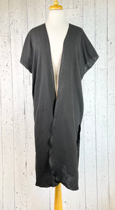 Black Organic Cotton Short Sleeve Kimono
