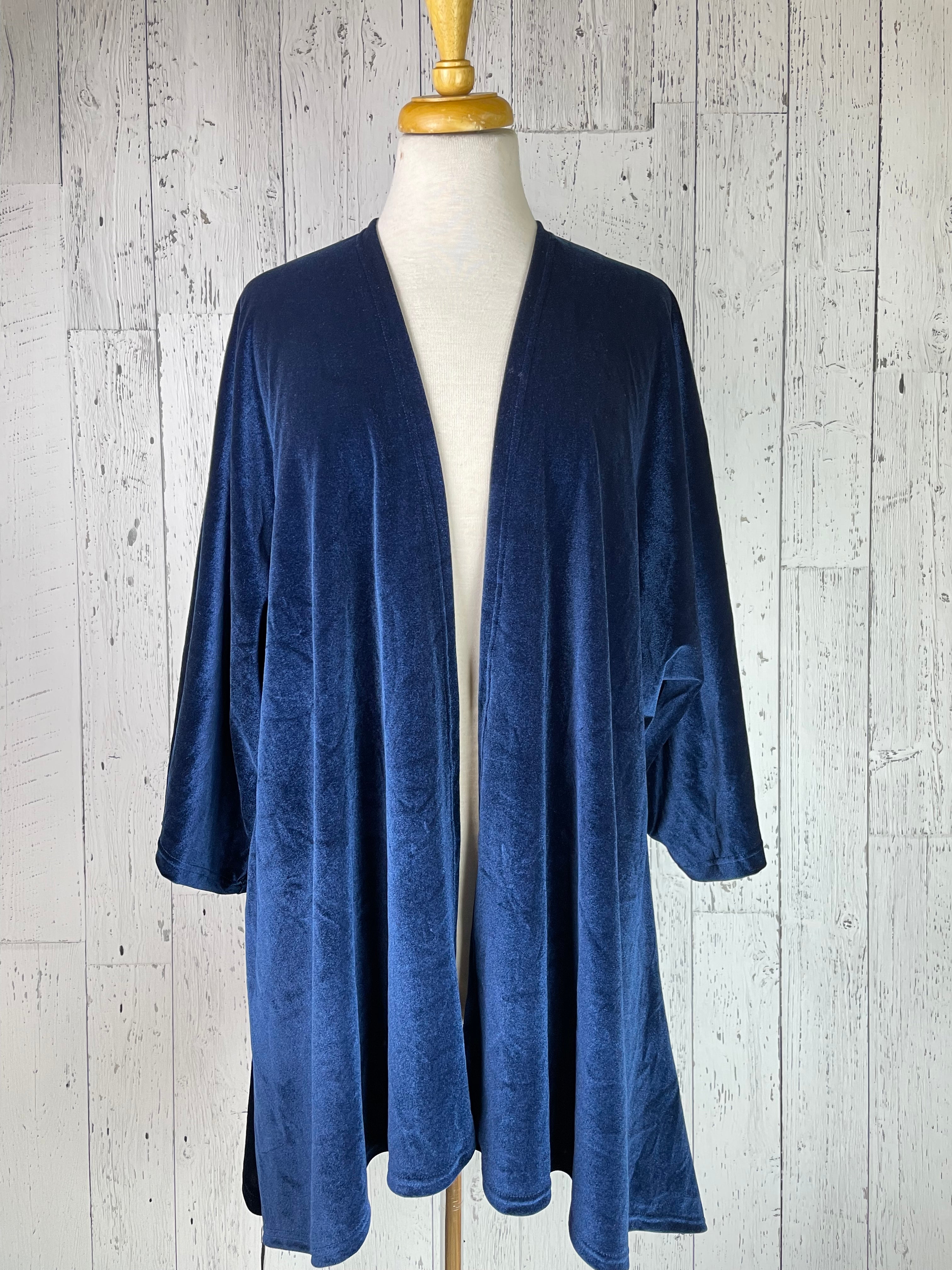 Royal Blue Velvet Sleeved Kimono Jacket