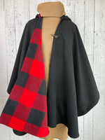 Load image into Gallery viewer, Hooded Wool &amp; Fleece Lined Poncho Cape
