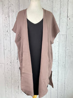 Load image into Gallery viewer, Taupe Organic Cotton Short Sleeve Kimono

